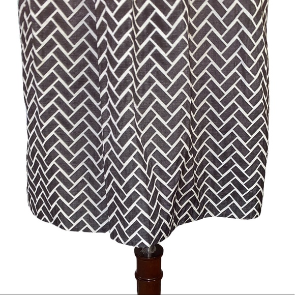 Tibi Black & White Geometric Chevron Print Pleated Skirt - 6 - Picture 3 of 11